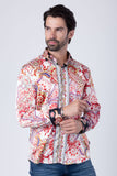 Barabas Wholesale Men's Paisley Pattern Button Down Long Sleeve Shirts 4B53 Red