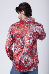 Barabas Wholesale Men's Floral Paisley Pattern Design Long Sleeve Shirts 4B54 Red