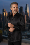 Barabas Wholesale Men's Symmetrical Circular Pattern Long Sleeve Shirts 4B56 Black 