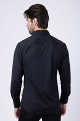 Barabas Wholesale Men's Geometric Stretch See-through Long Sleeve Shirts 4B60 Black