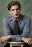 Barabas Wholesale Men's Slim-fit Stretch Button Down Long Sleeve Shirts 4B61 Dark Grey