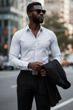 Barabas Wholesale Men's Striped Stretchable Button Down Long Sleeve Shirts 4B62 White