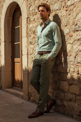 Barabas Wholesale Men's Strechy Solid Color Button Down Long Sleeve Shirts 4B76 Sage