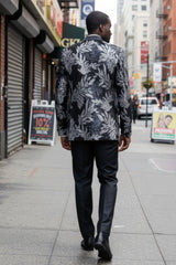 Barabas Wholesale Men's Floral Baroque Sequins Luxury Prom Blazer 4BL39 Black Silver