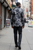 Barabas Wholesale Men's Floral Baroque Sequins Luxury Prom Blazer 4BL39 Black Silver