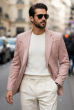 Barabas Wholesale Men's Velvet Matte Solid Peak Lapel Blazer 4BL56 Pink