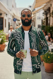 Barabas Men's Geometric See Through Stretch Bomber Jacket 4BPS05 Green