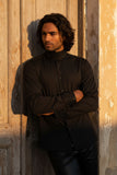 Barabas Wholesale Men's Turtleneck Rhinestones Collar Long Sleeve Shirts 4BR411 Black