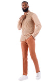 Barabas Men's Adjustable Waistband Drawstring Linen Pants 4CP30 Taupe