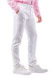 Barabas Men's Adjustable Waistband Drawstring Linen Pants 4CP30 White