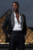 Barabas Wholesale Men's Floral Pattern Rhinestone Shawl Lapel Blazer 4EBL46 Silver
