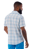 BARABAS Men's Wholesale Striped Checkered Short Sleeve Shirts 4SST09 Blue White