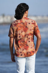Barabas Wholesale Men's Colorful Floral Button Down Short Sleeve Shirts 4sst21 Rust