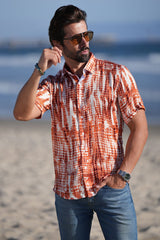 Barabas Wholesale Men's Stretch Geometric Button Down Short Sleeve Shirts 4SST22