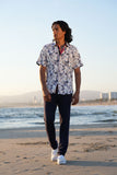 Barabas Wholesale Men's Geometric Stretch Button Down Short Sleeve Shirts 4SST23 Navy