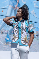 Barabas Wholesale Men's Ship Helm Button Down Short Sleeve Shirts 4sst28 Multicolor