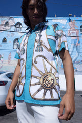 Barabas Wholesale Men's Ship Helm Button Down Short Sleeve Shirts 4sst28 Multicolor