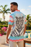Barabas Wholesale Men's Geometric Tiger Button Down Short Sleeve Shirts 4sst30 Multi