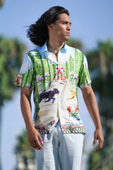 Barabas Wholesale Men's Floral Animal Button Down Short Sleeve Shirts 4sst31 Multi