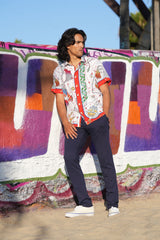 Barabas Wholesale Men's Animal Geometric Button Down Short Sleeve Shirts 4sst32 Multi
