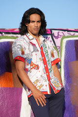 Barabas Wholesale Men's Animal Geometric Button Down Short Sleeve Shirts 4sst32 Multi