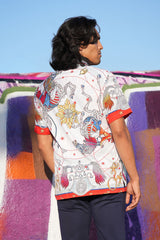 Barabas Wholesale Men's Animal Geometric Button Down Short Sleeve Shirts 4sst32 Multi