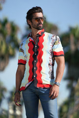Barabas Wholesale Men's Ship ocean Galilei Printed Short Sleeve Shirts 4sst37