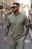 Barabas Wholesale Men's Basic Color Stretch Crew Neck T-Shirt 4T01 Olive
