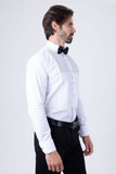 Barabas Wholesale Men's Zigzag Rhinestone Tuxedo Long Sleeve Shirt 4TXR06 White