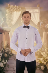 Barabas Wholesale Men's Solid Color Tuxedo Button Down Long Sleeve Shirt 4txs01 White