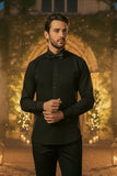 Barabas Wholesale Men's Solid Color Tuxedo Button Down Long Sleeve Shirt 4txs01 Black