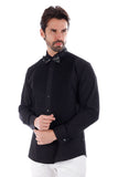 Barabas Wholesale Men's Solid Color Tuxedo Button Down Long Sleeve Shirt 4txs01 Black