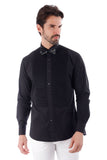 Barabas Wholesale Men's Solid Color Tuxedo Button Down Long Sleeve Shirt 4txs01 Black