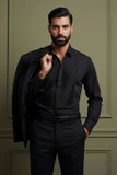 Barabas Wholesale Men's Wave Pattern Button Down Long Sleeve Shirt 4TXR14 Black