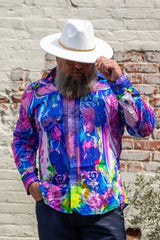 Barabas Wholesale Men's Rhinestone Medusa Floral Printed Baroque Shirt 2SPR222