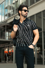 Barabas Men's Polka Dots Stretch See Through Polo Shirts 5P08 Black 
