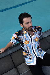 Barabas Wholesale Men's Floral Ocean Nature Striped Short Sleeve Shirts 4sst39