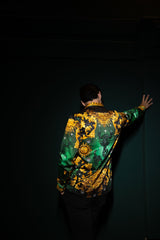 Barabas Wholesale Men's Rhinestone Scorpion Long Sleeve Shirts 3SPR432 Green