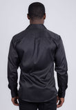 Barabas Wholesale Men's See Through Geometric Shiny Long Sleeve Shirts 5B01 Black