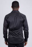Barabas Wholesale Men's See Through Geometric Shiny Long Sleeve Shirts 5B01 Black
