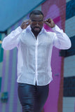 Barabas Wholesale Men's See Through Geometric Shiny Long Sleeve Shirts 5B01 White