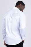 Barabas Wholesale Men's See Through Geometric Shiny Long Sleeve Shirts 5B01 White
