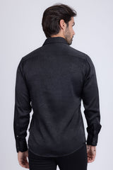 Barabas Wholesale Men's Rhinestones Textured Long Sleeve Shirts 5B12 Black