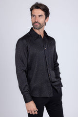 Barabas Wholesale Men's Rhinestones Textured Long Sleeve Shirts 5B12 Black Gold