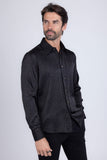Barabas Wholesale Men's Rhinestones Textured Long Sleeve Shirts 5B12 Black Gold