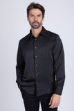 Barabas Wholesale Men's Rhinestones Textured Long Sleeve Shirts 5B12 Black Gold