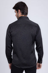 Barabas Wholesale Men's Rhinestones Textured Long Sleeve Shirts 5B12 Black Gold