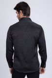 Barabas Wholesale Men's Rhinestones Textured Long Sleeve Shirts 5B12 Black Gold