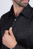 Barabas Wholesale Men's Rhinestones Textured Long Sleeve Shirts 5B12 Black Gold