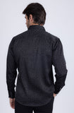 Barabas Wholesale Men's Rhinestones Textured Long Sleeve Shirts 5B12 Black Silver